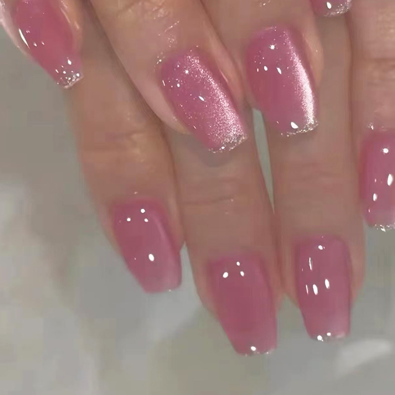 Nail Art Pink - Medium fake nails for women girls
