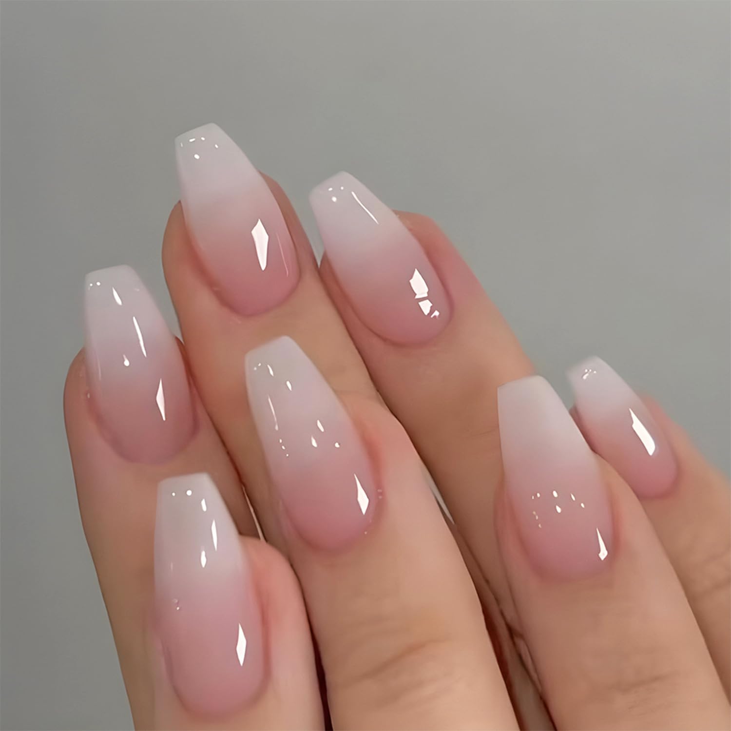 A Set Of 24 Glossy Short Coffi - Nail Art Pink ulasan dan harga