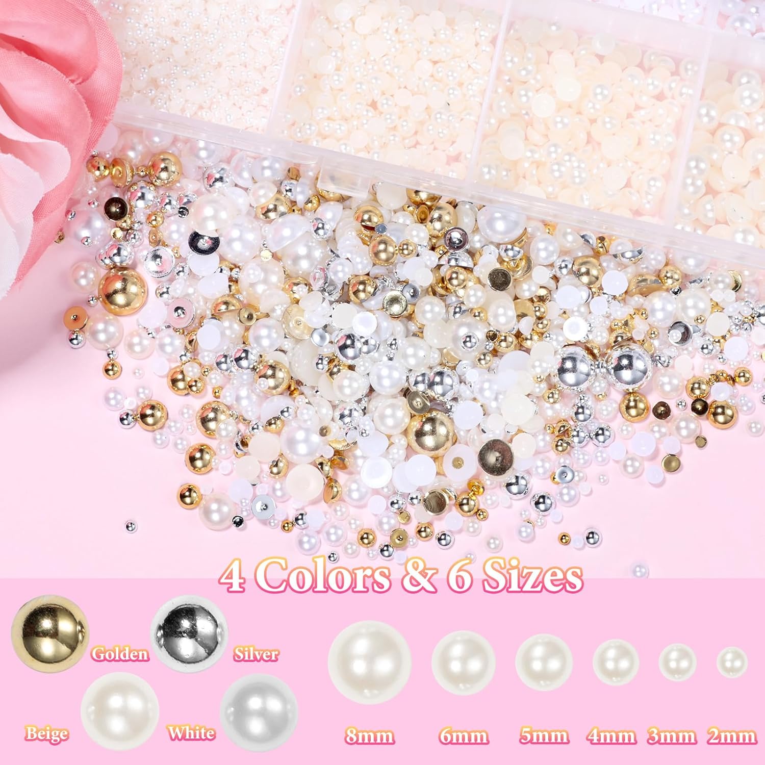 24Grids(4500Pcs) 3D Half-Round - Nail Art Valentines Day ulasan dan harga