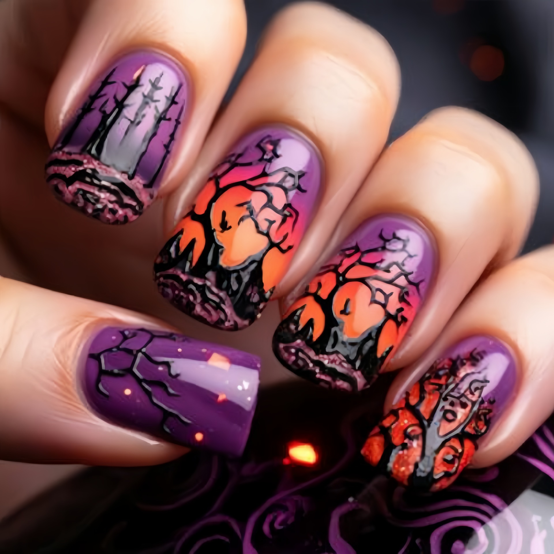 Medium Square fake nails for w - Nail Art Orange ulasan dan harga