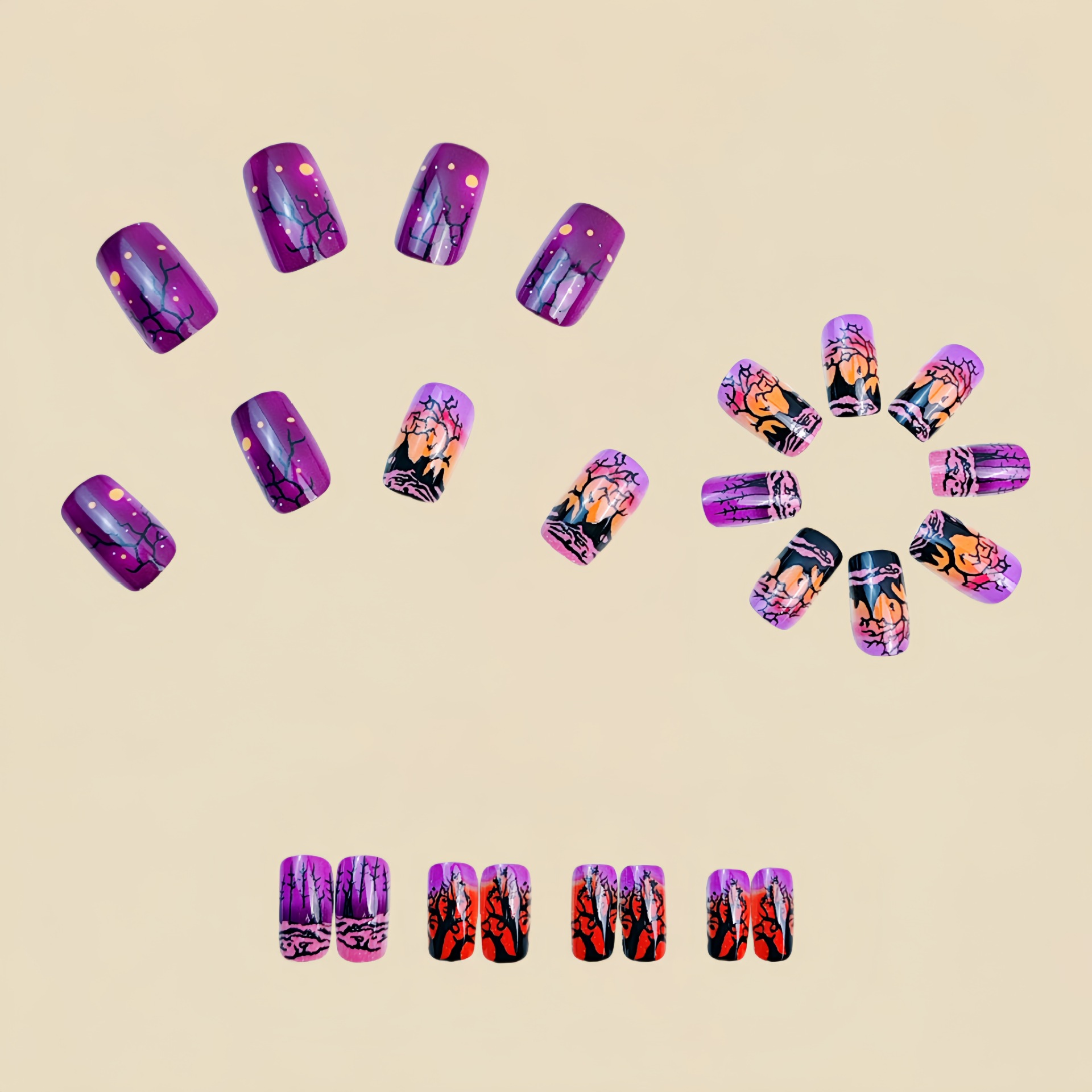 Medium Square fake nails for w - Nail Art Orange ulasan dan harga