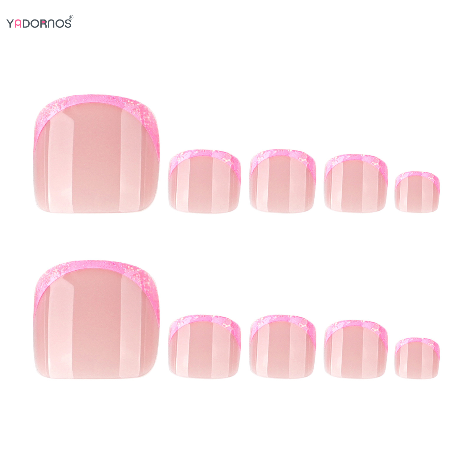 Pink French Tips Fake Toenails - Nail Art Press On ulasan dan harga