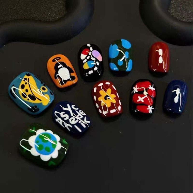 10Pcs Personalized Pattern Des - Nail Art Press On ulasan dan harga